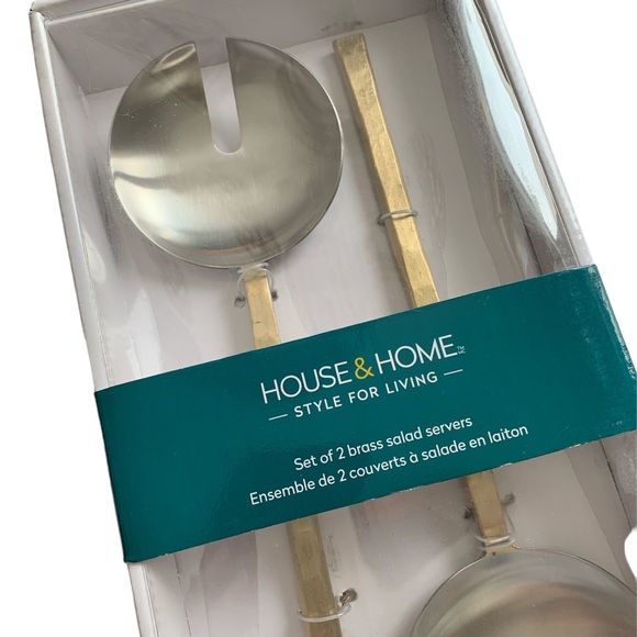 ❤️❤️❤️House&Home set of 2 brass salad servers NEW❤️❤️❤️ - Picture 3 of 4